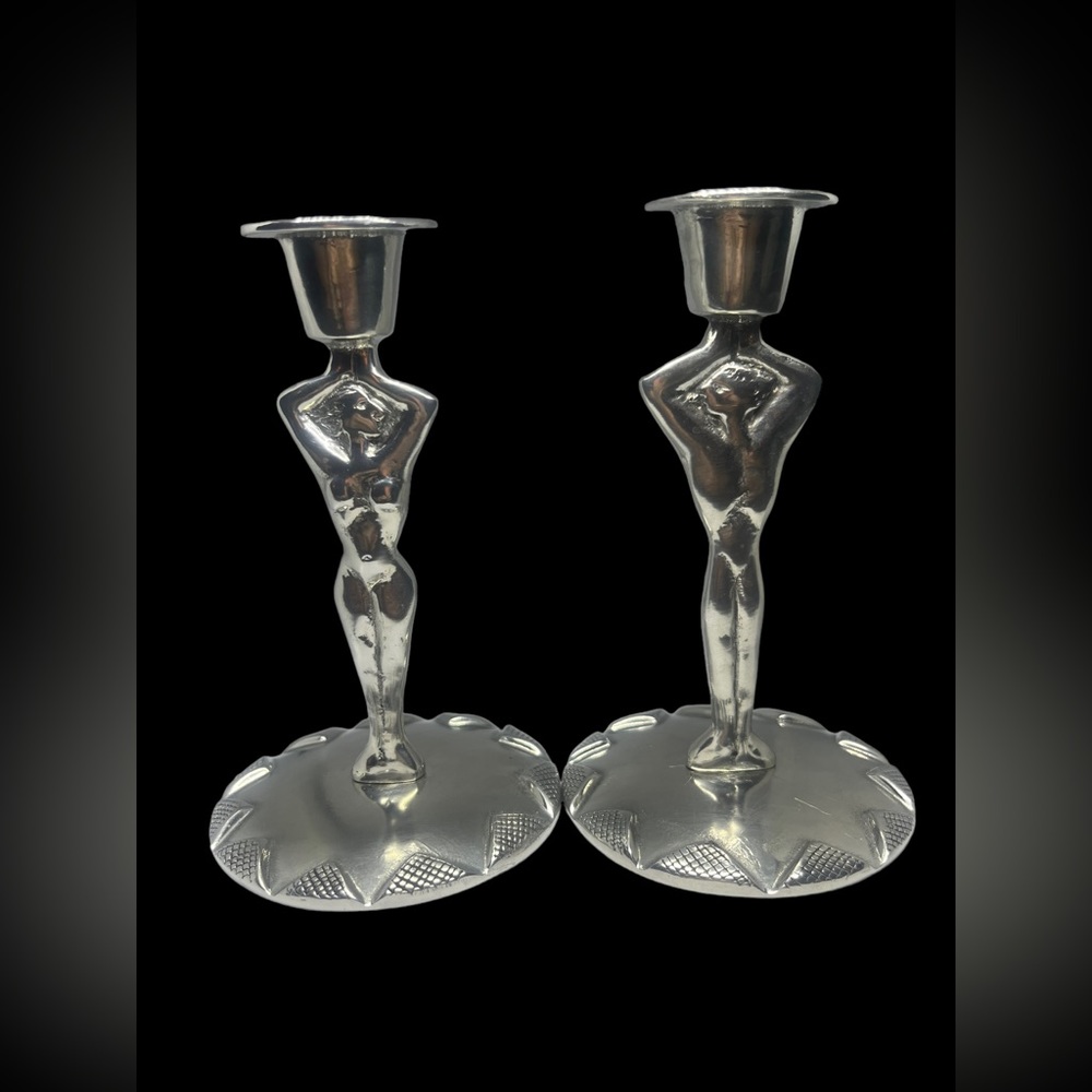 Carroll Boyes South Africa Candle Holder Set Candlestick Nude Man & Woman Rare